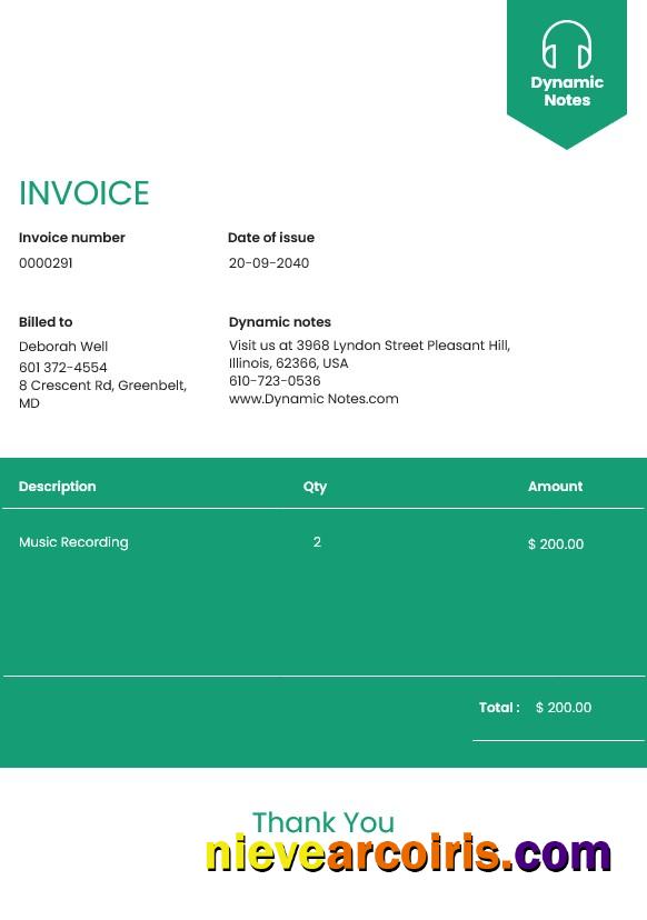 Music Production Invoice